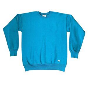 Vintage Lee Crewneck Sweatshirt Men Size L Teal Turquoise Heavyweight Cotton USA